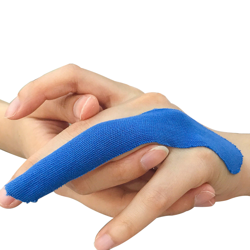 진한 파란색 운동 요법 테이프 손가락 테이프
