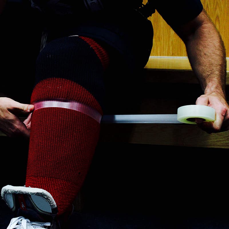 ruban adhésif transparent pour chaussettes de hockey