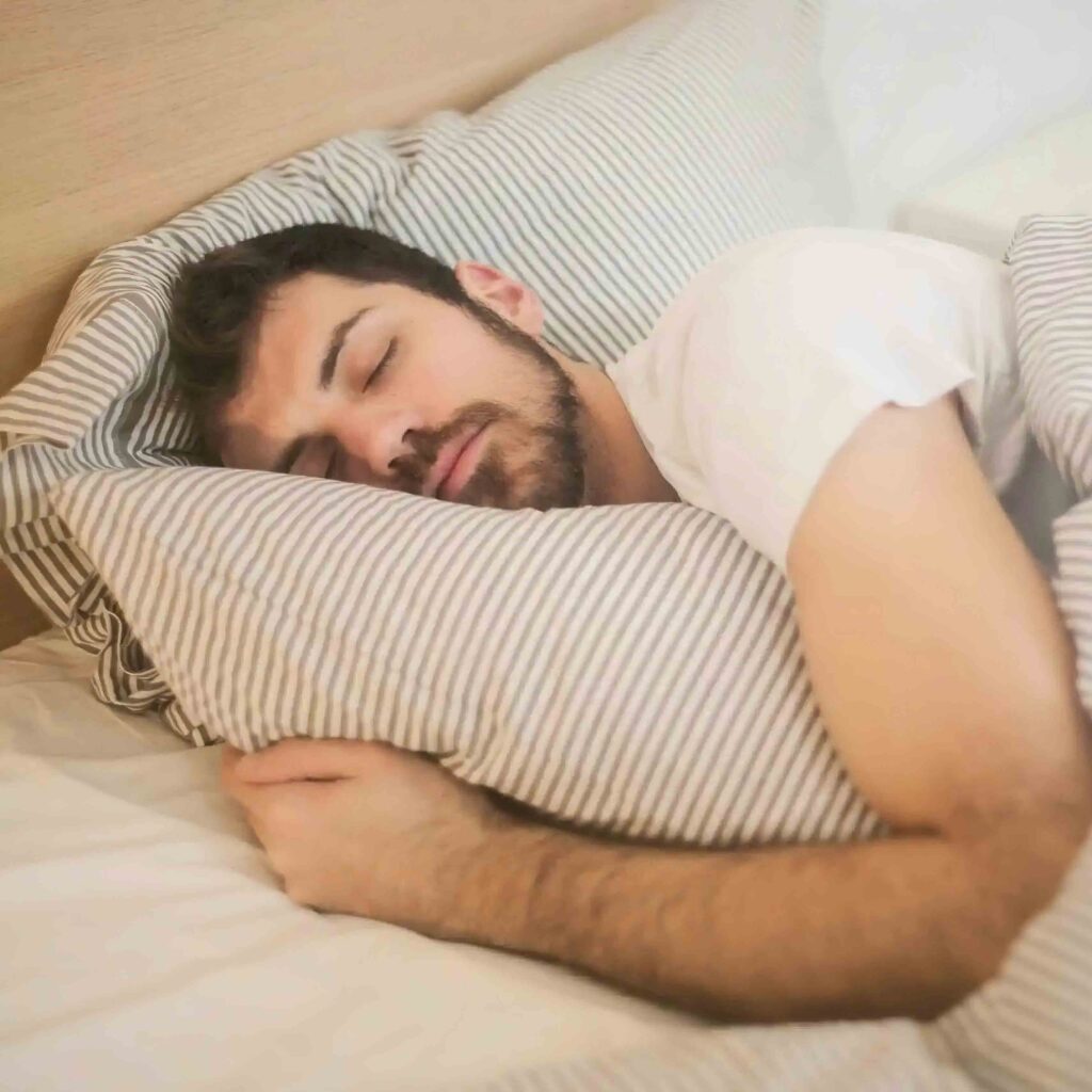 Sleeping bearded man model